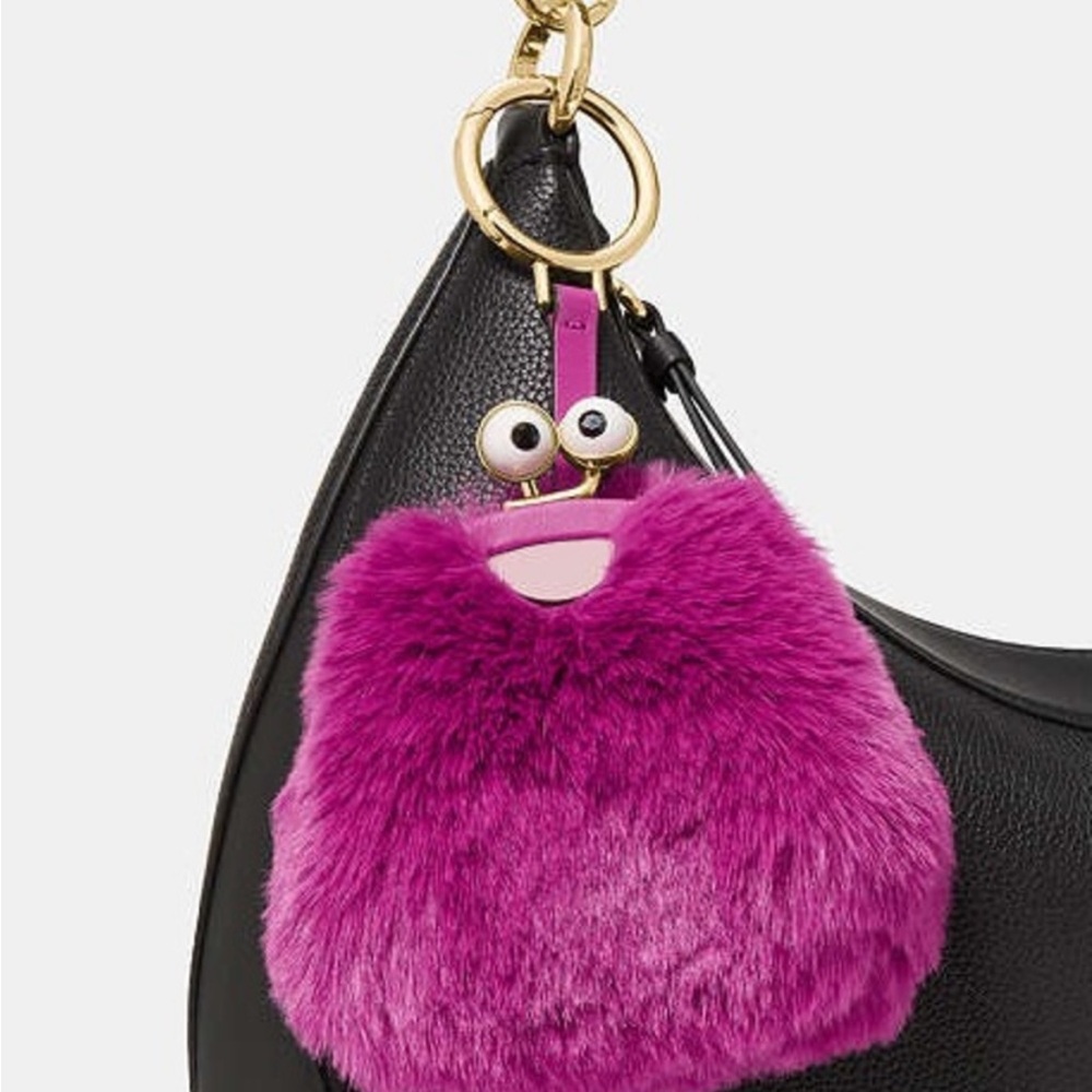 Kate Spade Fuschia Furry Monster purse charm - Picture 5 of 6